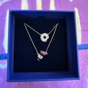 Swarovski coffee and donut necklace set